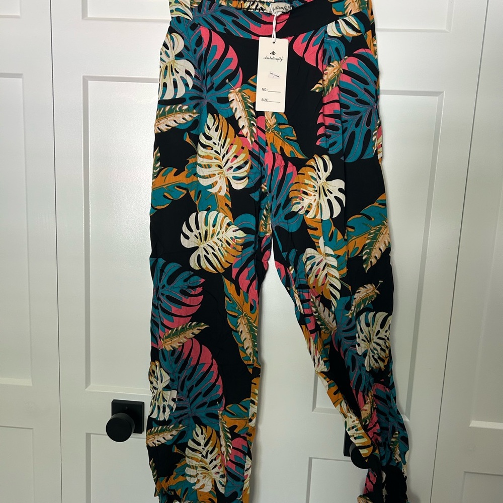 Ambition Colorful Leaf Print Pants